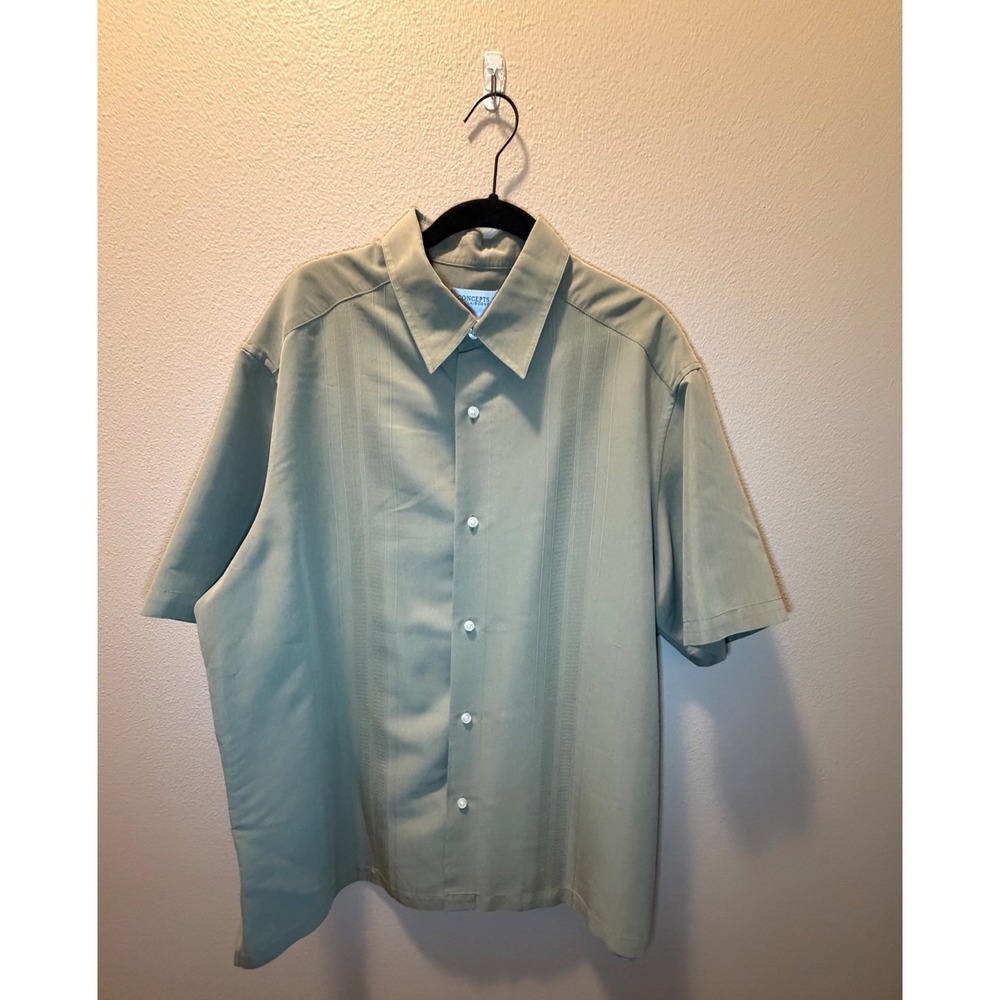 Conceptsβ by Claiborne Mens XL Sage Green Textured Stripe Short Sleeve Shirt